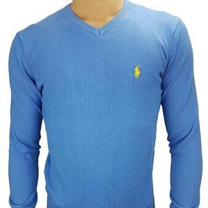 Polo Ralph Lauren Mens XL Light Blue Cotton V-Neck Sweater